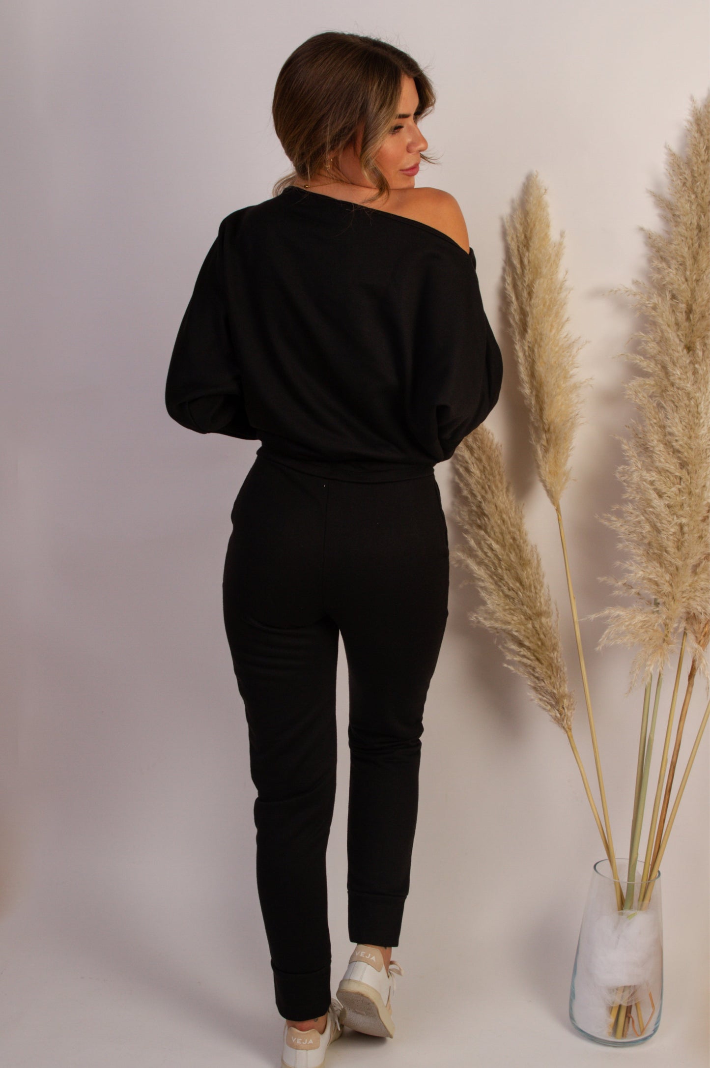 Mia off the Shoulder Sweater In Black - Pleat Boutique