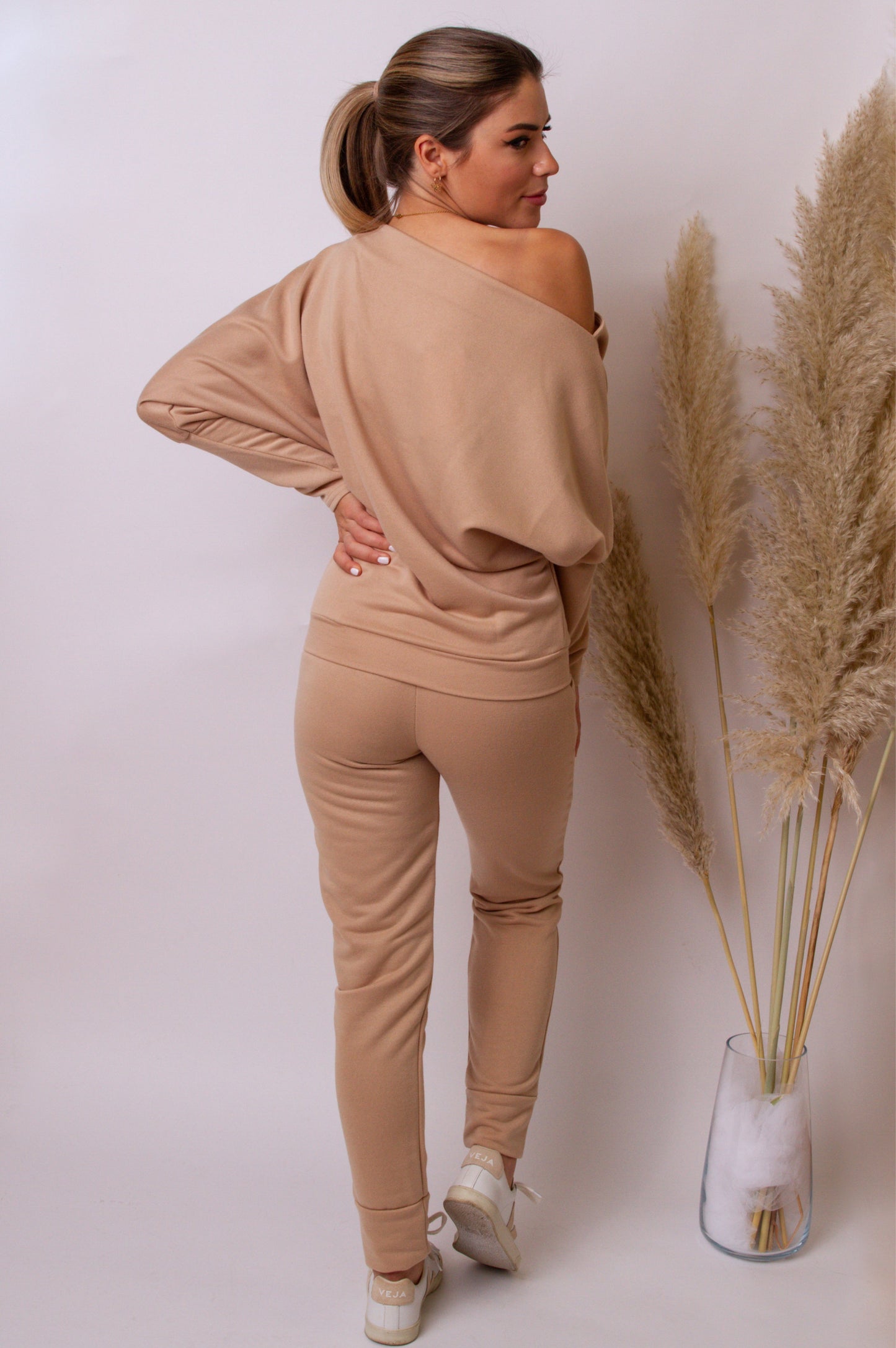 Mila Co ord Loungewear Set - Sweater & Joggers In Camel - Pleat Boutique