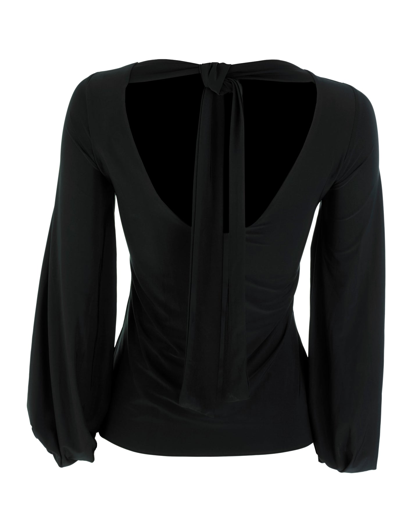 Samantha Backless Tie Back Balloon Sleeve Top in Black - Pleat Boutique